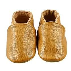 iEvolve Babyschuhe Baby Krabbelschuhe Baby Lauflernschuhe Kinder Hausschuhe aus weichem Leder Einfarbig für Mädchen und Jungen(Ingwer,18-24 Monate) von iEvolve