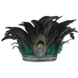 iFCOW Kopfschmuck mit Federn, indischer Pfau, dekorativer Kopfschmuck für Erwachsene, verstellbares Haarband von iFCOW