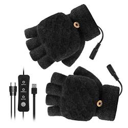 iFCOW Unisex USB Beheizte Handschuhe, Männer Frauen Winter Elektrische Heizung Handschuhe Mitten 3 Temperatureinstellungen von iFCOW