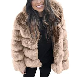 iHENGH Damen Herbst Winter Bequem Mantel Lässig Mode Jacke Frauen Faux nerz Winter mit Kapuze Neue kunstpelz Jacke warme Dicke Oberbekleidung Jacke von iHENGH