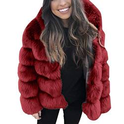 iHENGH Damen Herbst Winter Bequem Mantel Lässig Mode Jacke Frauen Faux nerz Winter mit Kapuze Neue kunstpelz Jacke warme Dicke Oberbekleidung Jacke von iHENGH