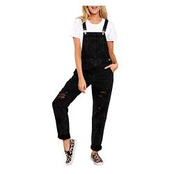 iHENGH Damen Lässig Frauen Denim Latzhose Loch Overall Jeans Riemen Hose Strampler von iHENGH