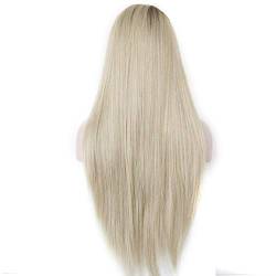 Perücke Mode Blonde Glueless Spitze lange natürliche gerade synthetisches Haar für Frauen Gold-1PC von iHOMIKI