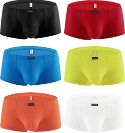 iKingsky Herren Atmungsaktive Retroshorts Ausbuchtung Männerstrunks Unterwäsche Sexy Uiedrigen Taillen Unterhose (Groß, 6er Pack) von iKingsky