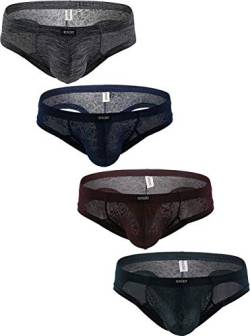iKingsky Herren Cheeky Tanga Männer Unterwäsche mit Halber Abdeckung Sexy Ausbuchtung Unterhose (X-Large, 4er Pack) von iKingsky