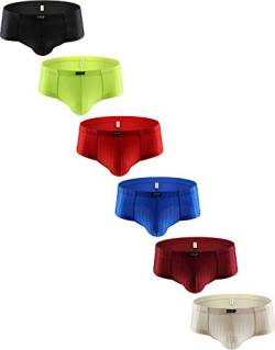 iKingsky Herren Glänzend Cheeky Tanga Männer Unterwäsche Retroshorts mit Halbem Rücken Sexy Pouch Unterhose (Small, 6er Pack) von iKingsky