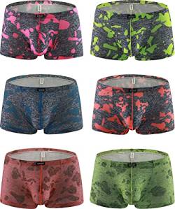 iKingsky Herren Retroshorts Ausbuchtung Unterwäsche Sexy Uiedrigen Taillen Tarnung Unterhose fur Männer (Mittel, 6er Pack) von iKingsky