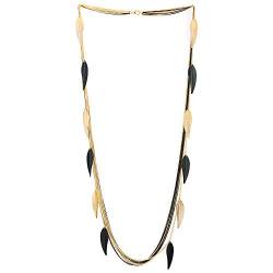 iMECTALII Schwarz Gold Statement Halskette Multi-Schichten Lange Kette mit Blatt Charme Anhänger Partei Abendkleid Veranstaltung von iMECTALII