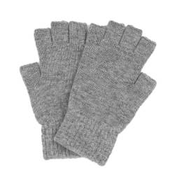 Fingerlose Handschuhe aus reiner, mongolischer Wolle für Damen und Herren, Fäustlinge hellgrau von iMongol