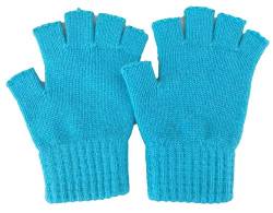 Pure Wool Pupils Kinder Studenten Jungen Mädchen Halbfinger Handschuhe Fäustlinge Fingerlose Mittelfinger Schreiben - für 7-11 Alter, blau, Einheitsgröße von iMongol