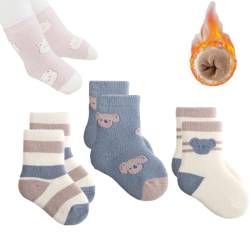 3 Paar Baby Socken Winter Warme Süße Socken Karikatur Kleinkind Socken Kinder Sportsocken Neuartige Weiche Elastische Mädchen Schulsocken Anti Rutsch Socken für 1-3Jahre von iNelihoo
