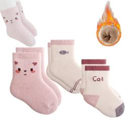 3 Paar Baby Socken Winter Warme Süße Socken Karikatur Kleinkind Socken Kinder Sportsocken Neuartige Weiche Elastische Mädchen Schulsocken Anti Rutsch Socken für 1-3Jahre von iNelihoo