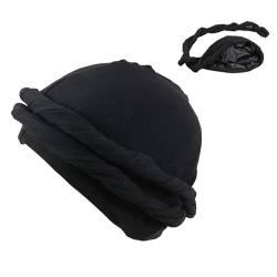 Halo Turban Durag für Herren Sturmhauben Männer Kopf Wrap Turban Kopftuch Wrap Krebs Chemo Turban Hut Dreadlocks Turban Modal und Satin Turban Kopfbedeckung Haarausfall Kappe Seide gefüttert Turban von iNszkoos