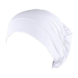 Tennis Griffband Neon Chemo-Hüte, Stirnband, muslimischer Turban-Schal, weicher, lässiger Haarbezug Schweißbänder Stirn Herren (White, One Size) von iOoppek