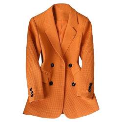 iOoppek Trend Mantel Damen Damen Herbst Stil Kleid Mode Temperament Fan Dunkelblau Kleiner Anzug Jacke mit Vier Knöpfen Damen Mäntel Frühling (Orange, S) von iOoppek