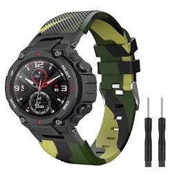 Silikon Armband Kompatibel mit Amazfit T-Rex Camo Band, iPartsonline Kompatibel für Amazfit T-Rex Pro Smart Watch Ersatzbänder, Camo/Grün von iPartsonline