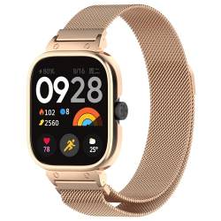 iPartsonline Metall-Uhrenarmband, kompatibel mit Xiaomi Redmi Watch 4, Netzgewebe, Milanaise Loop, Schnellverschluss, Armband mit Schutzhülle von iPartsonline