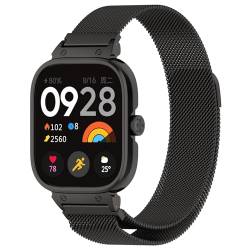 iPartsonline Metall-Uhrenarmband, kompatibel mit Xiaomi Redmi Watch 4, Netzgewebe, Milanaise Loop, Schnellverschluss, Armband mit Schutzhülle von iPartsonline