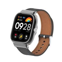 iPartsonline Uhrenarmband aus Leder, kompatibel mit Xiaomi Redmi Watch 4 Smartwatch mit Schutzhülle, Ersatz-Uhrenarmband, Schwarz von iPartsonline