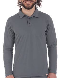 iQ-UV Herren Langarm Polo Shirt, Dunkelgrau L von iQ-UV