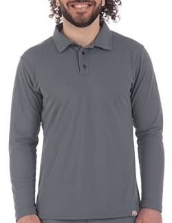 iQ-UV Herren Langarm Polo Shirt, Dunkelgrau XXL von iQ-UV