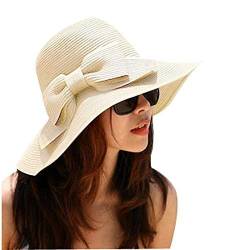 Butterme Damen Mädchen Bowknot Roll-Up Sandstrand Sonnenhüte Wide Brim faltbare Sommer Hut Strohhut Sonnenhut von iSpchen