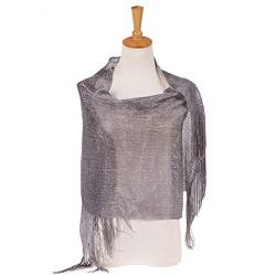 iSpchen Damen Abend Wrap Stola Schal Elegant für Hochzeit, Partys, Brautjungfer, Prom Schal Damen Lange Schal Geschenk Mode Shinning Leichte Reizende Quaste Schals Dunkelgrau EINWEG von iSpchen