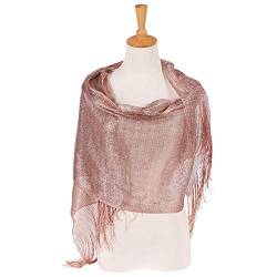 iSpchen Damen Abend Wrap Stola Schal Elegant für Hochzeit, Partys, Brautjungfer, Prom Schal Damen Lange Schal Geschenk Mode Shinning Leichte Reizende Quaste Schals Rose Gold EINWEG von iSpchen