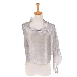 iSpchen Damen Abend Wrap Stola Schal Elegant für Hochzeit, Partys, Brautjungfer, Prom Schal Damen Lange Schal Geschenk Mode Shinning Leichte Reizende Quaste Schals Silber EINWEG von iSpchen