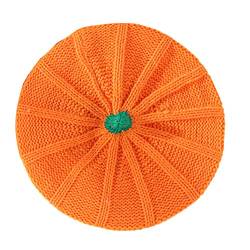 iSpchen Halloween Kürbis Beanie Damen Baby Mütze Baskenmütze Wintermütze süße gestrickte Kürbismützen Eltern-Kind Strickmütze Warme Mütze für Halloween Partys 0-3 Jahre altes Kleinkind,Orange von iSpchen