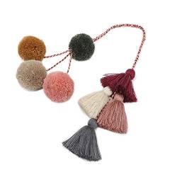 iSpchen Handgemachte Bunte Böhmische Quaste Pom Pom Ball Handtasche Tasche Geldbörse Zubehör Charms Keychain Schlüsselanhänger Regenbogen Hairball Damen EINWEG von iSpchen