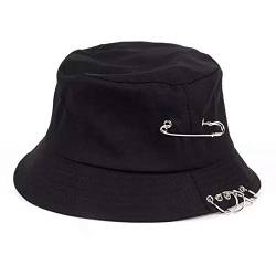 iSpchen Unisex Fischerhut mit Ringen, Baumwolle Bucket Hat Faltbare Sonnenhut einfarbige Strandhut Zum Wandern Camping Reisen Angeln von iSpchen