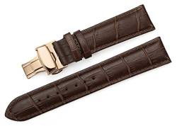 iStrap 19 mm echtem Kalbsleder Leder Alligator Muster Deployant Armbanduhr Band – Braun 19 von iStrap