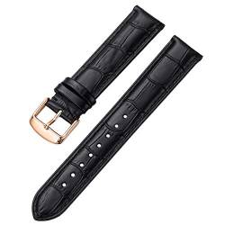 iStrap 21mm Echt Leder Uhrenarmbänder Armband Ersatz Watch Band mit Roségold Edelstahl Dornschließe Schließen Shwarz von iStrap