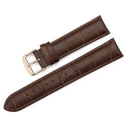 iStrap 21mm Echt Rindleder Armband Uhrband Ersatz Watch Strap mit Roségold Schnalle Dornschließe Baun von iStrap