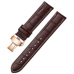 iStrap 24mm Echt Kalbslederk Uhrenarmbänder Armband mit Roségold Faltschliesse für Mann Baun Gerben Naht von iStrap