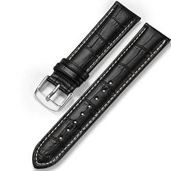 iStrap Uhrenarmbänder Krokodilmuster Echtes Leder Edelstahlschnalle Armband für Männer Frauen-18mm 19mm 20mm 21mm 22mm 24mm- Schwarz Braun von iStrap