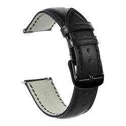 iStrap Uhrenarmband 18mm Leder-Quick Fit Armband-Schwarz Metall Schnalle-Ersatzgurt für Herren Damen-Schwarz Armband von iStrap