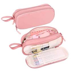 iSuperb Federmäppchen Mädchen Mäppchen Jungen Studenten Federmappe Unisex Stifte Organizer Kosmetiktasche klein Leinen Federtasche für Damen Einschulung Geschenk Schulsachen (pink) von iSuperb