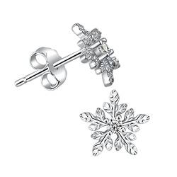 iSuperb Ohrstecker Ohrringe Silber 925 Schneeflocke Kristallohrringe mit Zirkonia Modernes Design für Weihnachten Geschenke (Schneeflocke-Ohrringe) von iSuperb