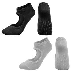 iTYOOS 2 Paar Yoga Socken Rutschfeste für Damen Yoga Pilates Sock Antirutsch Sportsocken Baumwolle Ballettsocken mit Griffen von iTYOOS