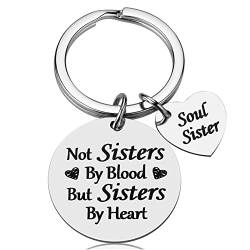 iWenSheng Freundschaftsgeschenke für Frauen Schwester – Not Sister By Blood But Sisters By Heart Schlüsselanhänger, Geburtstagsgeschenk für beste Freundin, BFF-Schmuck von iWenSheng