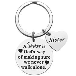 iWenSheng Sister Christmas Gifts from Sisters - Sister Keychain Birthday Gifts for Sister, silber, Large von iWenSheng