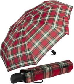 iX-brella First Class – Regenschirm mit Auf-Zu-Automatik - stabil groß sturmfest - Karo rot von iX-brella