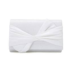 iXebella Satin Abendtasche Schleife Klappe Clutch Geldbörse für Frauen formelle Party Abschlussball Hochzeit, Weiá (weiß), Small von iXebella