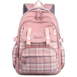 IBalulu Schulrucksack Mädchen Jungen Schulranzen Teenager Schultasche Rucksack Sporttasche Daypack mit Fächer Laptopfach Backpack für Schule Reisen(Rosa) von ibalulu