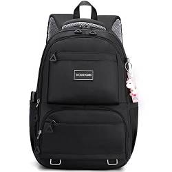 Ibalulu Rucksack Damen Schulrucksack 15.6 Zoll Laptop Rucksack, Nylon Schulranzen Teenager Multi-Tasche Wasserdicht Schultasche Daypacks Groß Backpack für Jungen Teenager School Bag(Schwarz) von ibalulu