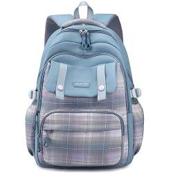 ibalulu Schulrucksack Mädchen Jungen Schulranzen Teenager Schultasche Rucksack Sporttasche Daypack mit Fächer Laptopfach Backpack für Schule Reisen(Blau) von ibalulu