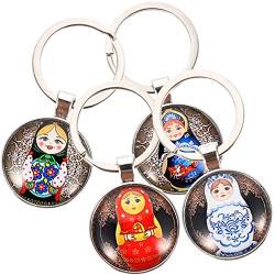 4 Stück Russische Nistpuppen Schlüsselanhänger Russische Nistpuppen Schlüsselanhänger Geldbeutelanhänger für Handtasche, Schlüssel, Schultasche von ibasenice