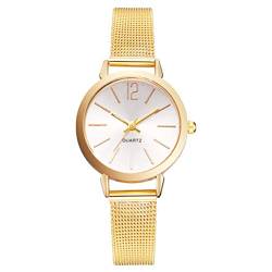 Damen Armbanduhr, Mode Frauen Uhr Marke Mesh Gürtel Band Kreative Quarz Armbanduhren Frau Armband Armbanduhr Montre Femme (Golden) von ibasenice